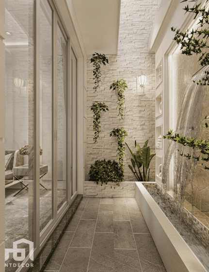 Backyard 3D Design of Mrs. Tuong Townhouse Interior Design Classic Style | NTDecor