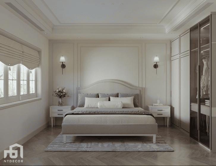 Bedroom 3D Design of Mrs. Tuong Townhouse Interior Design Classic Style | NTDecor