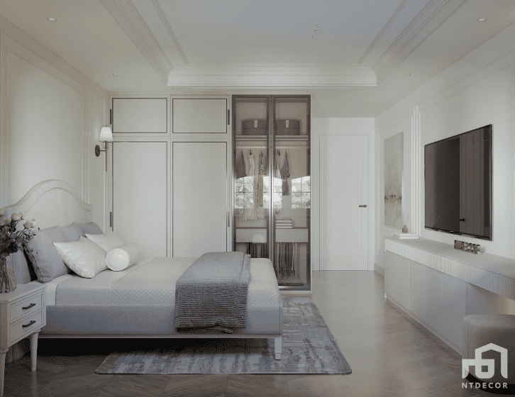 Bedroom 3D Design of Mrs. Tuong Townhouse Interior Design Classic Style | NTDecor