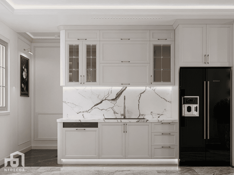 Kitchen 3D Design of Mrs. Tuong Townhouse Interior Design Classic Style | NTDecor