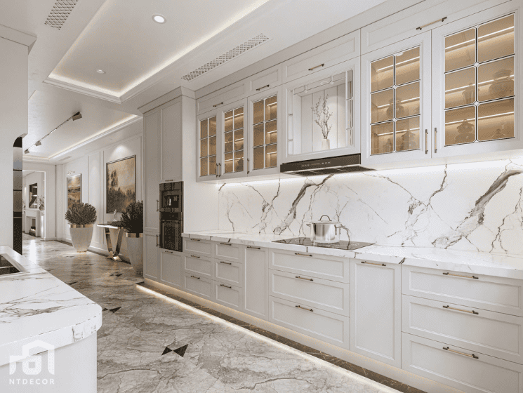 Kitchen 3D Design of Mrs. Tuong Townhouse Interior Design Classic Style | NTDecor