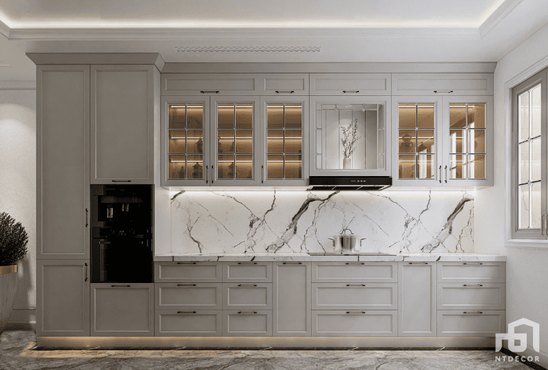 Kitchen 3D Design of Mrs. Tuong Townhouse Interior Design Classic Style | NTDecor