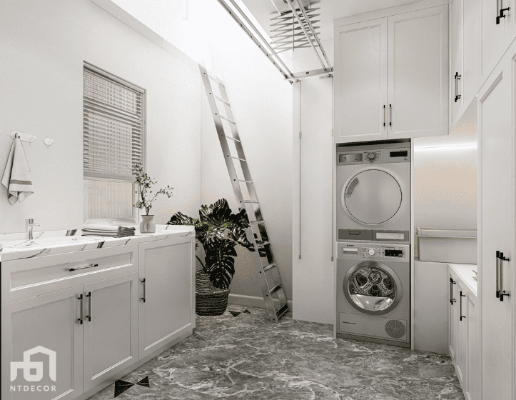 Laundry Room 3D Design of Mrs. Tuong Townhouse Interior Design Classic Style | NTDecor