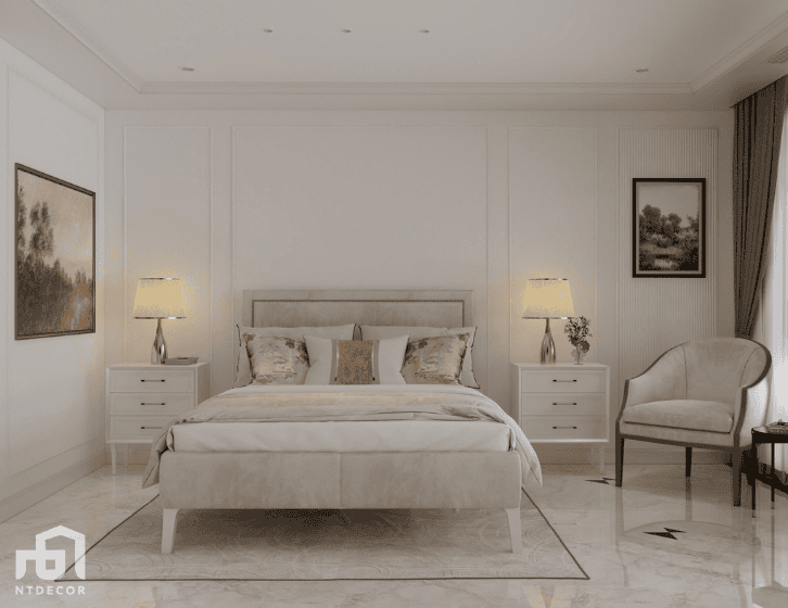 Master Bedroom 3D Design of Mrs. Tuong Townhouse Interior Design Classic Style | NTDecor