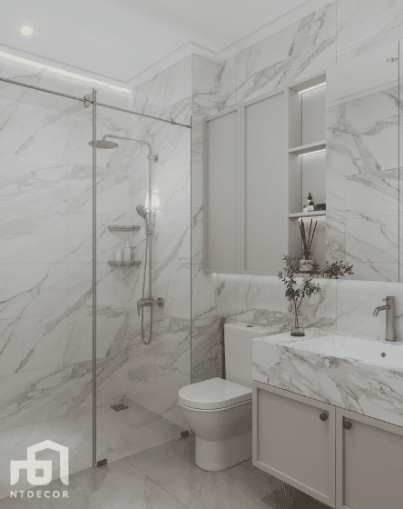 WC 3D Design of Mrs. Tuong Townhouse Interior Design Classic Style | NTDecor