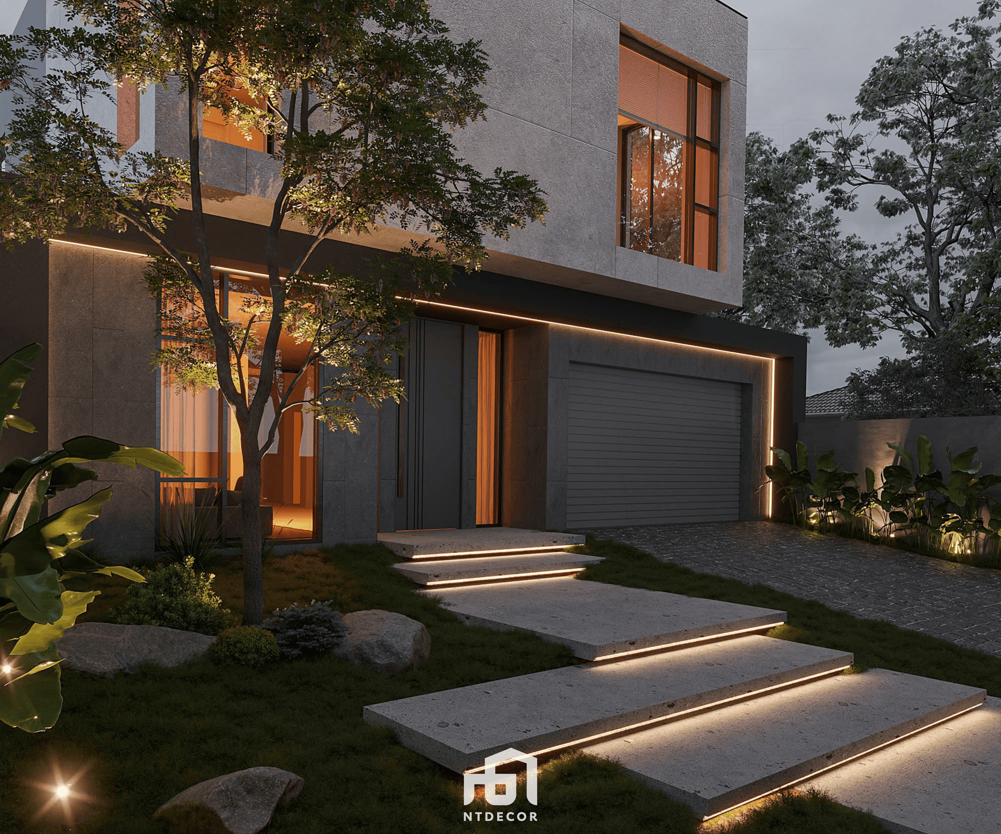 Facaded 3D Design Of Melbourne Villa Interior Design Modern Style | NTDecor