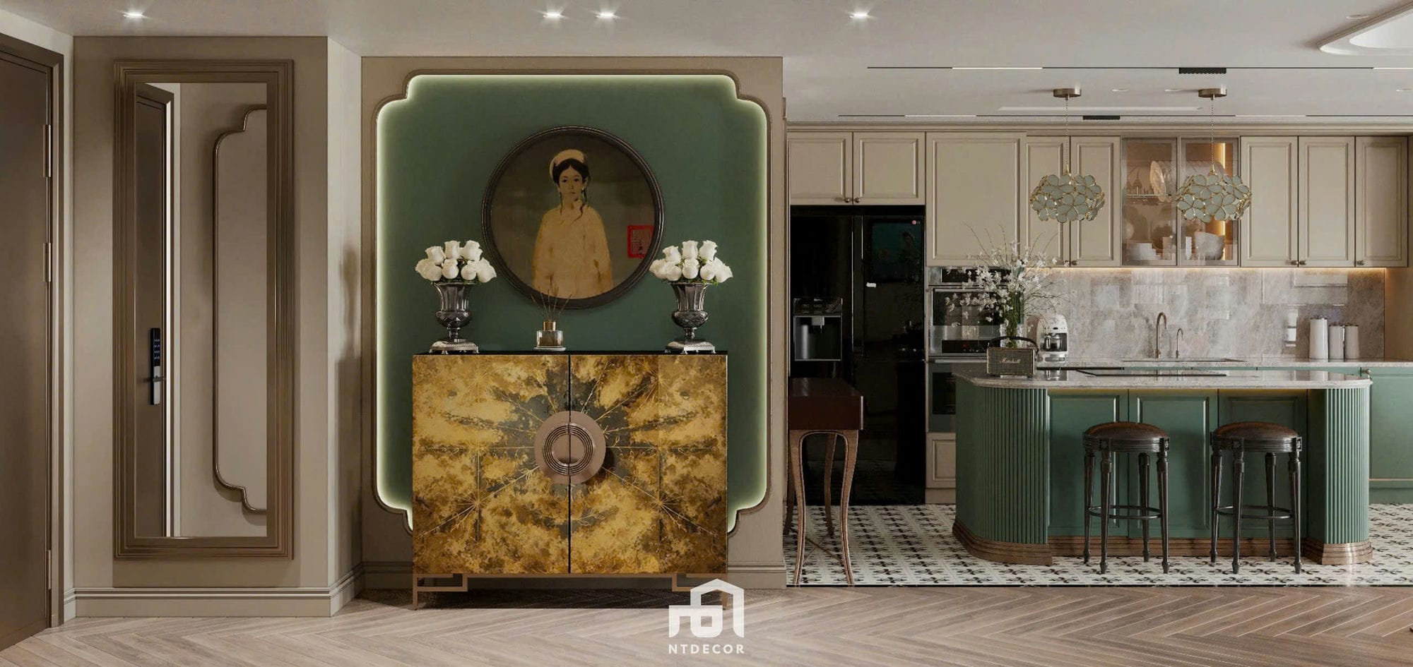 Altar 3D Design Of Ms. Vân House Interior Design Indochine Style | NTDecor