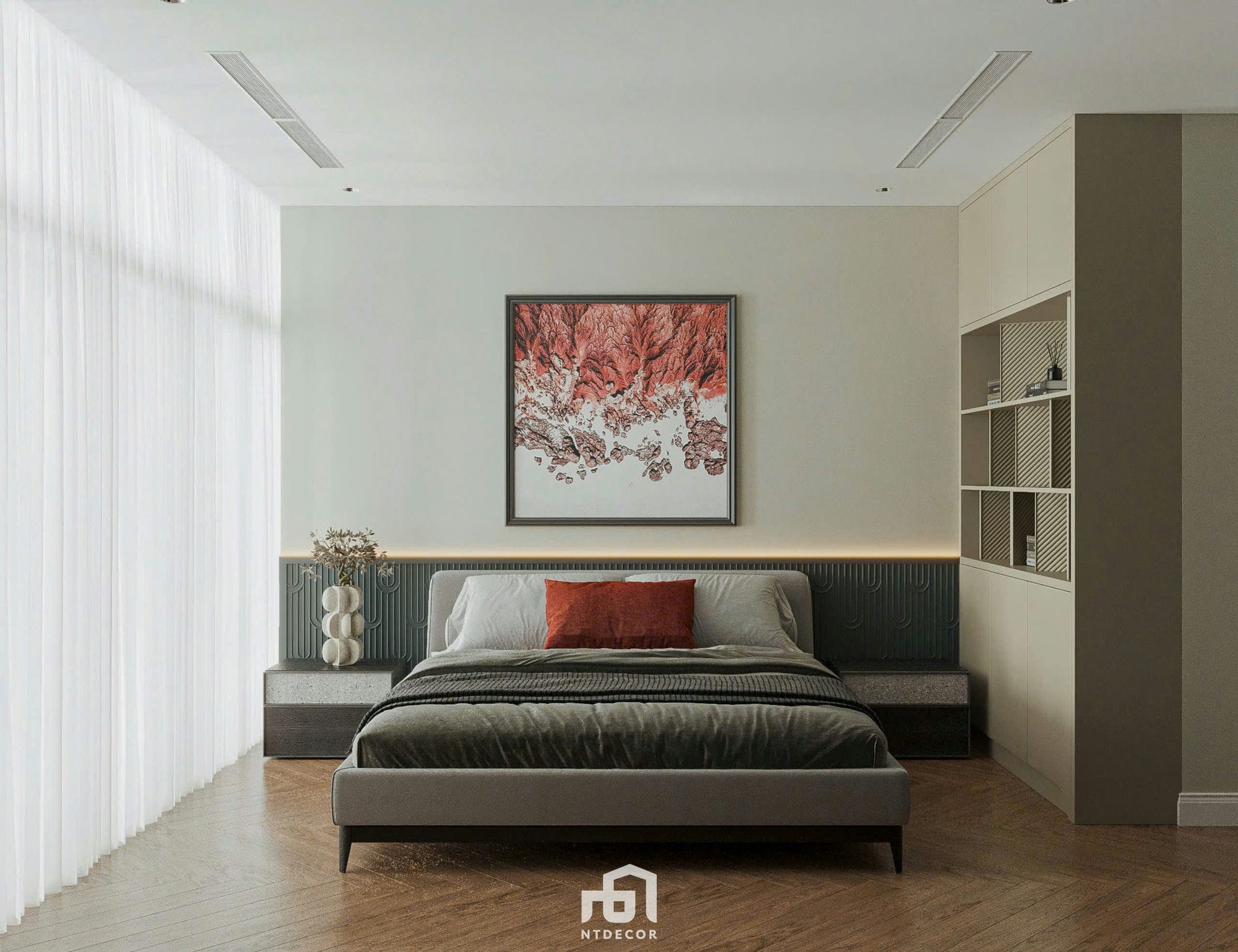 Bedroom 3D Design Of Ms. Vân House Interior Design Indochine Style | NTDecor