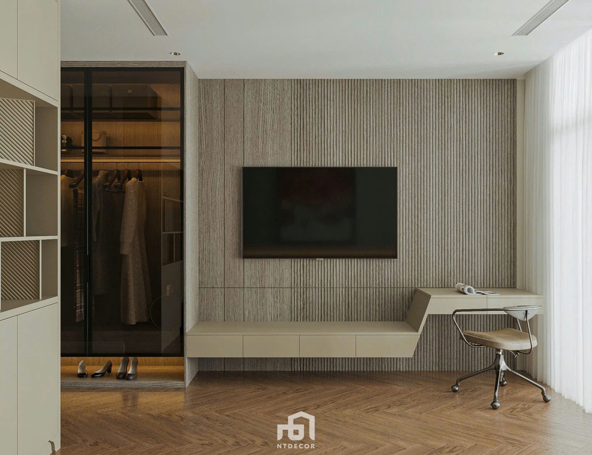 Bedroom 3D Design Of Ms. Vân House Interior Design Indochine Style | NTDecor