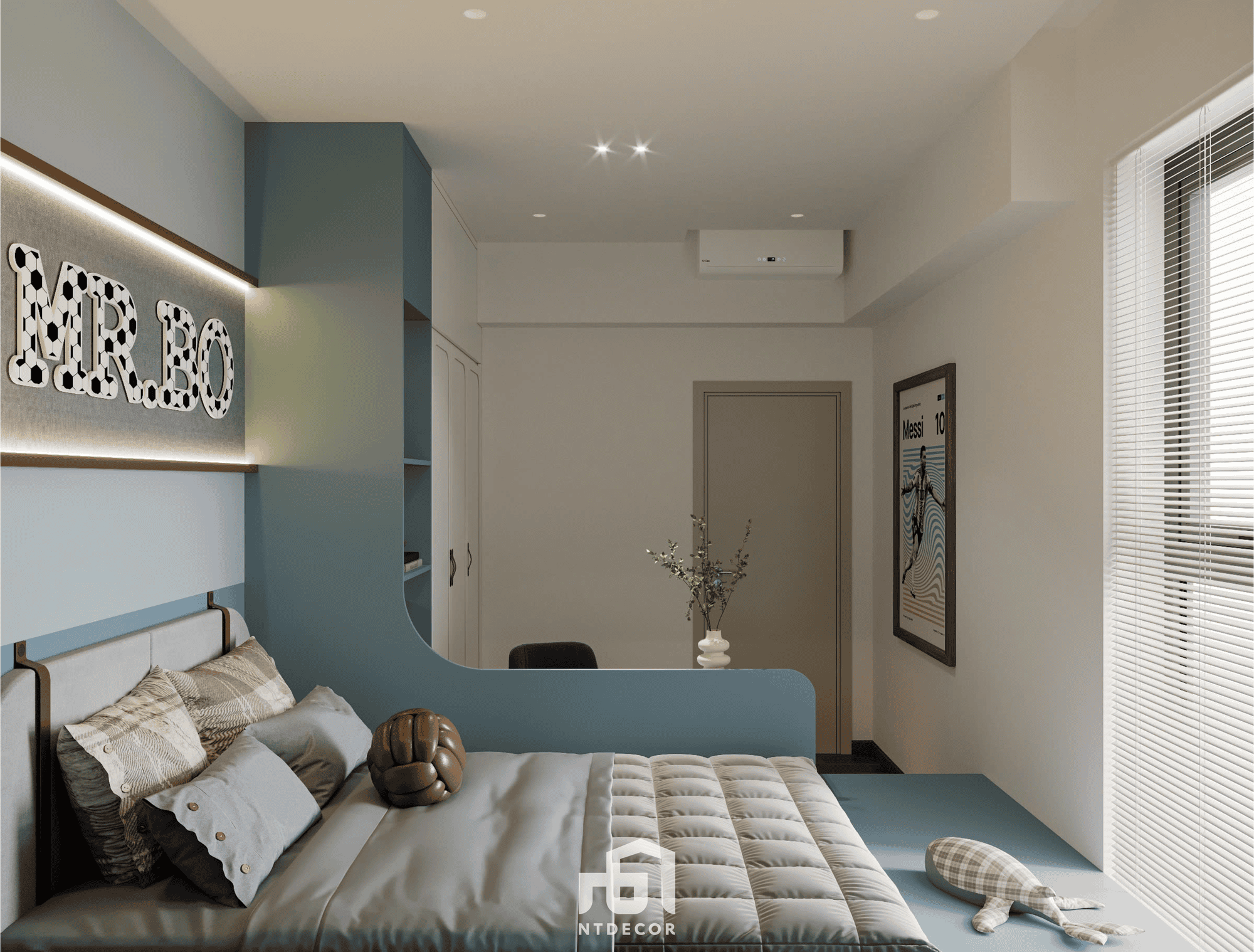 Boy's Bedroom 3D Design Of Mr Tuan House Interior Design Modern Style | NTDecor