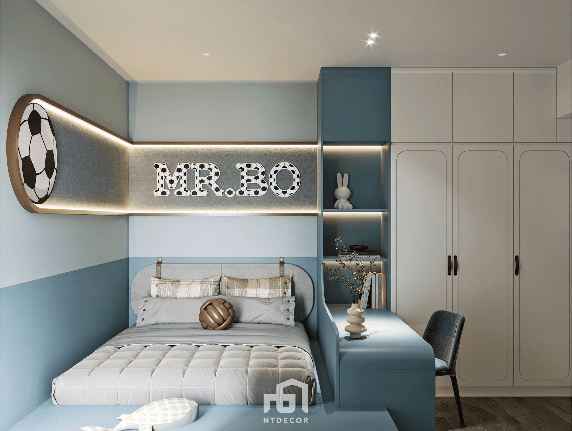 Boy's Bedroom 3D Design Of Mr Tuan House Interior Design Modern Style | NTDecor