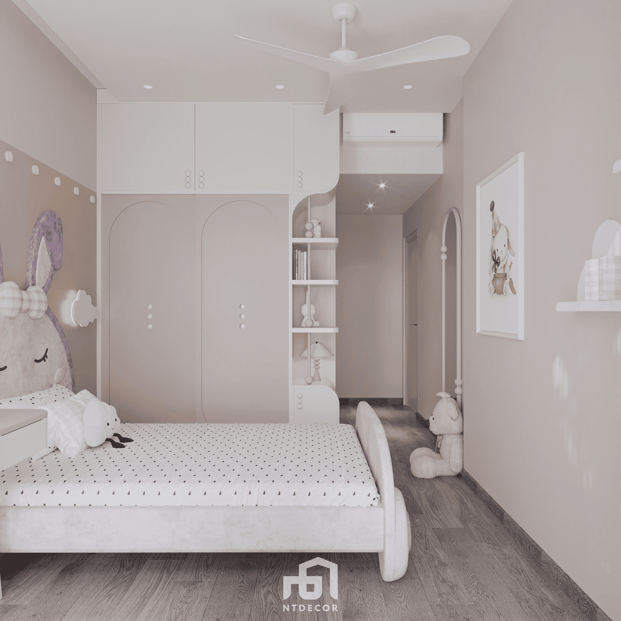 Girl's Bedroom 3D Design Of Mr Tuan House Interior Design Modern Style | NTDecor