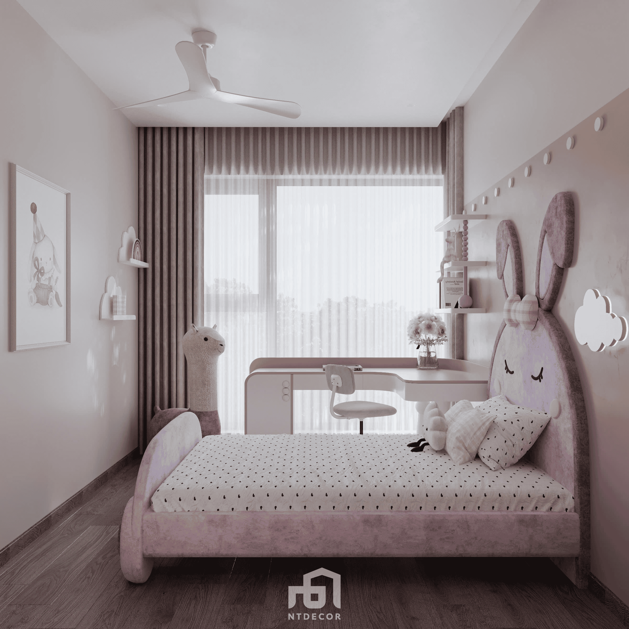 Girl's Bedroom 3D Design Of Mr Tuan House Interior Design Modern Style | NTDecor