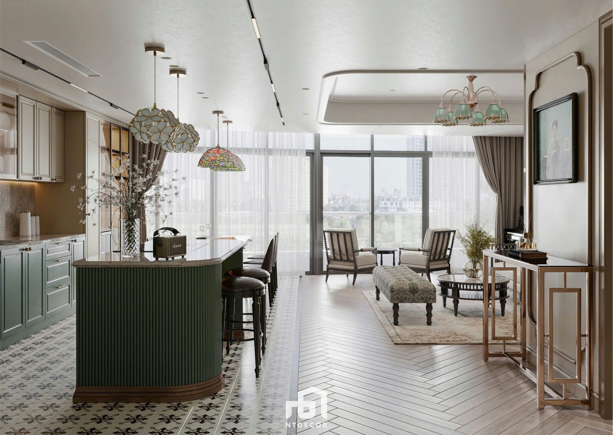 Kitchen 3D Design Of Ms. Vân House Interior Design Indochine Style