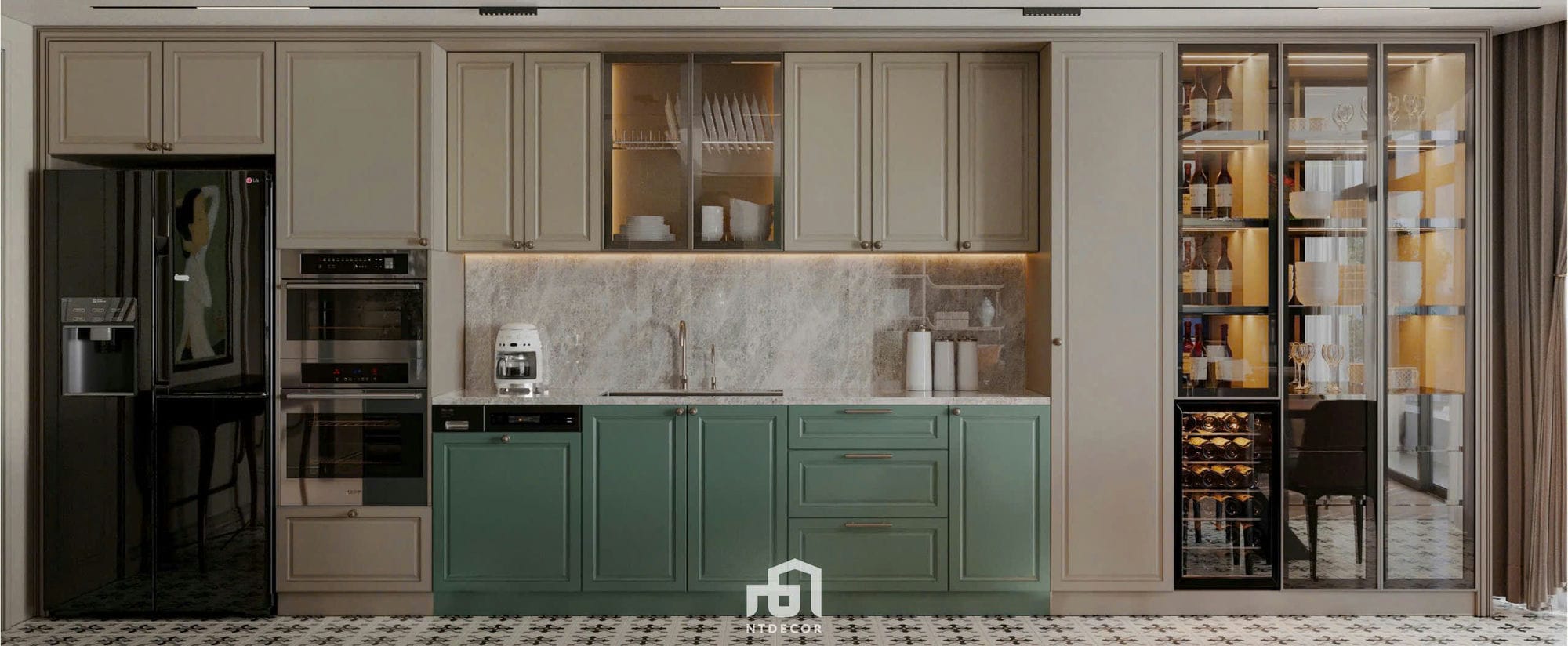Kitchen 3D Design Of Ms. Vân House Interior Design Indochine Style