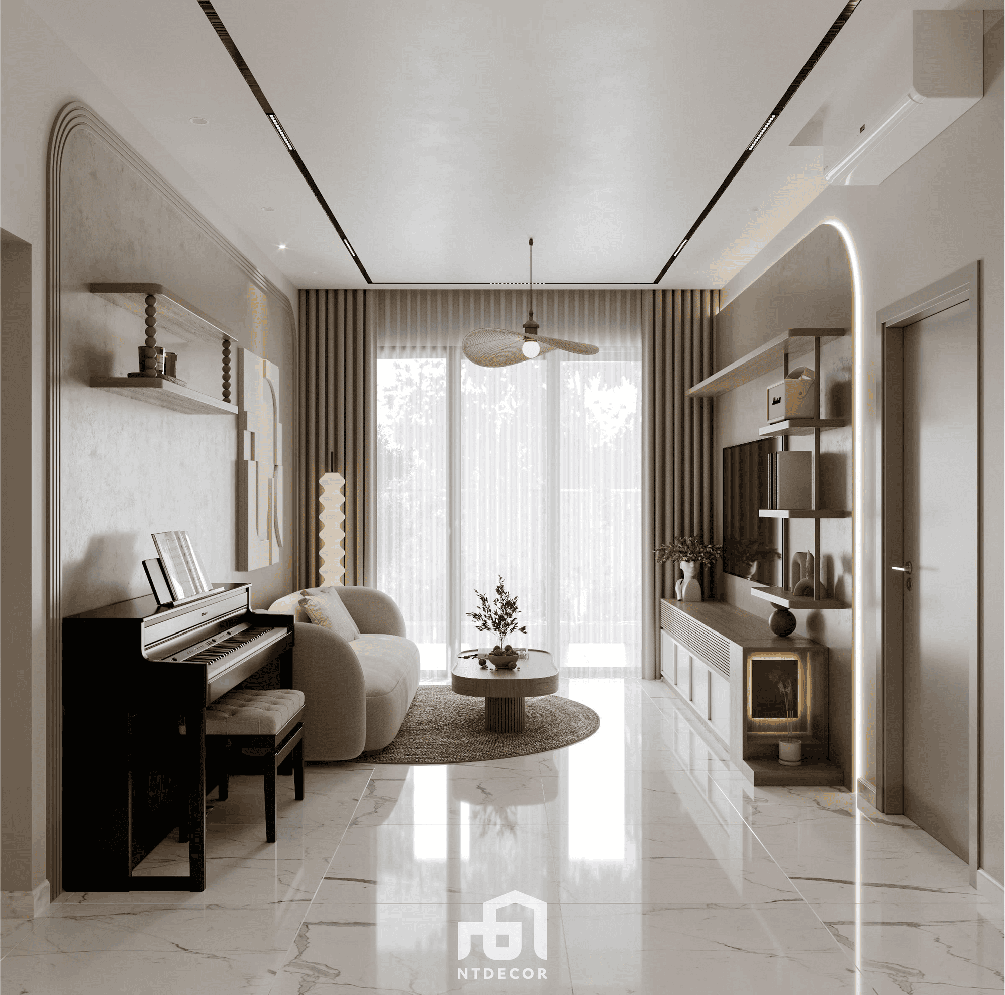 Living Room 3D Design Of Mr Tuan House Interior Design Modern Style | NTDecor