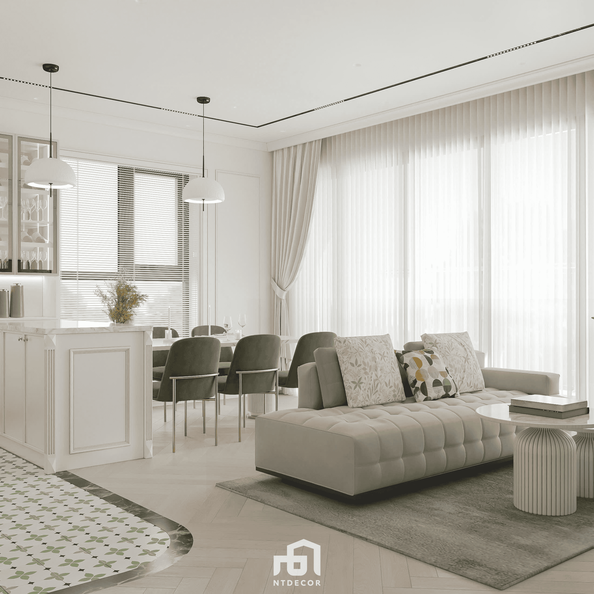 Living Room 3D Design Of Ms Phuong House Interior Design Semi Classic Style | NTDecor