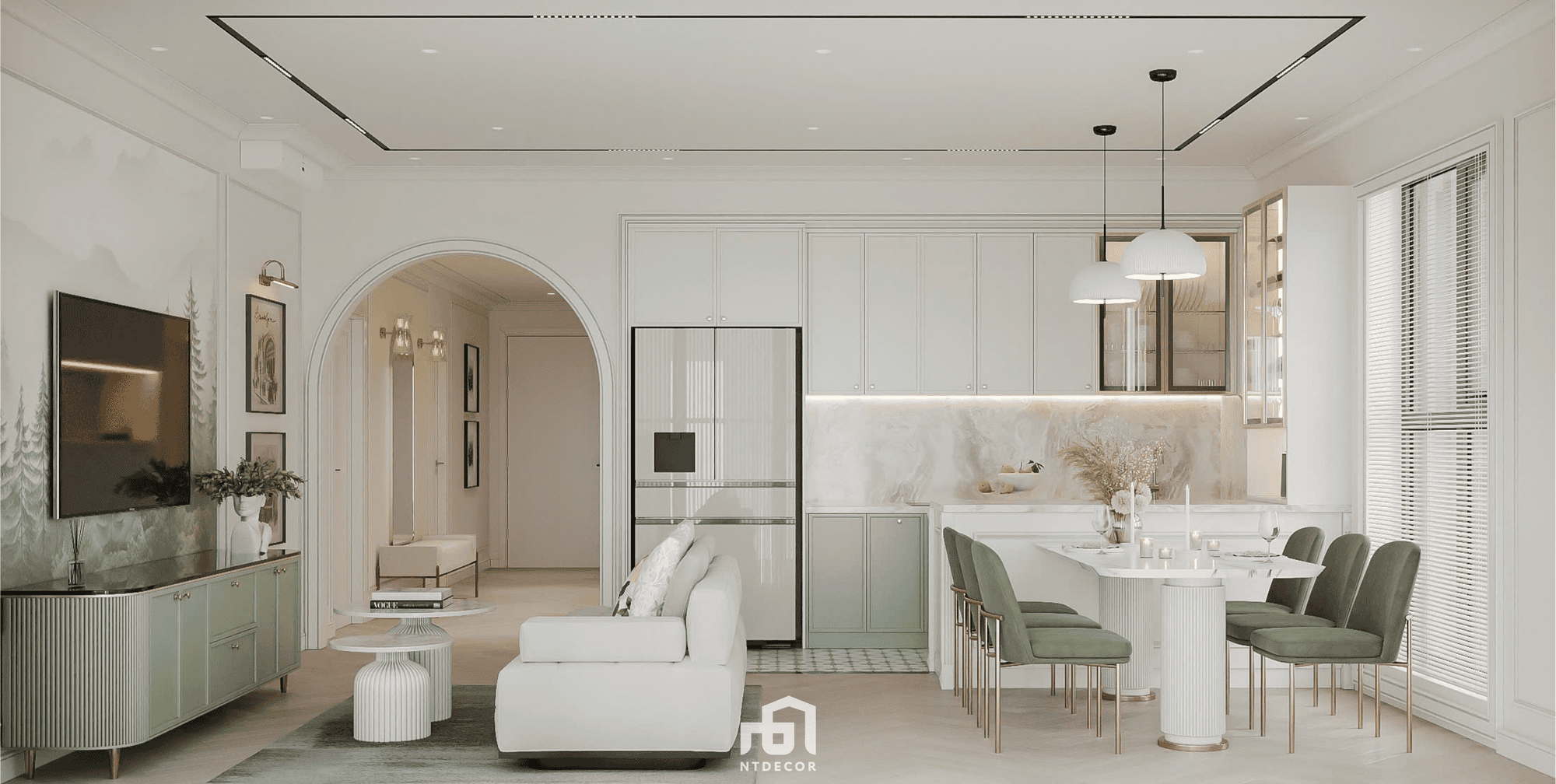 Living Room 3D Design Of Ms Phuong House Interior Design Semi Classic Style | NTDecor