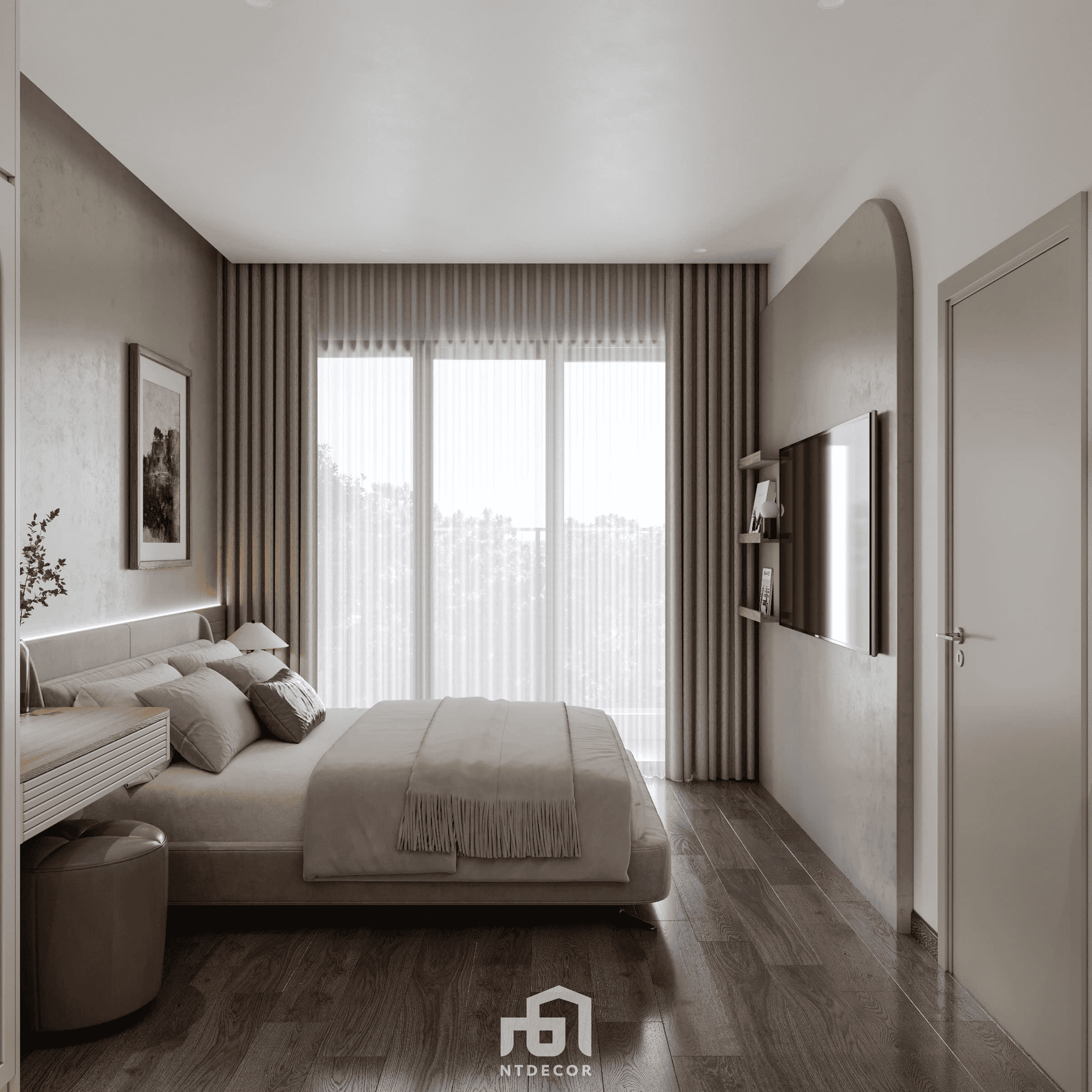 Master Bedroom 3D Design Of Mr Tuan House Interior Design Modern Style | NTDecor