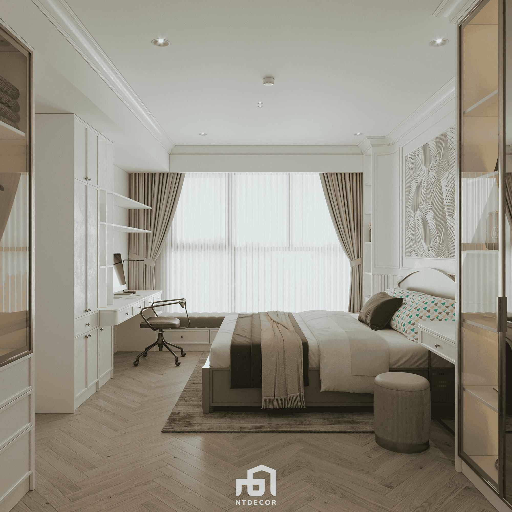 Master Bedroom 3D Design Of Ms Phuong House Interior Design Semi Classic Style | NTDecor