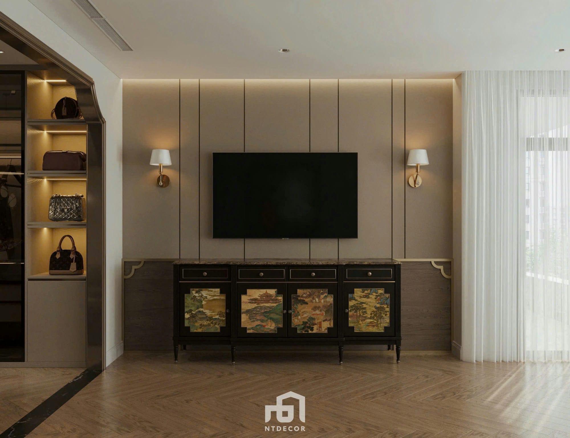 Master bedroom 3D Design Of Ms. Vân House Interior Design Indochine Style