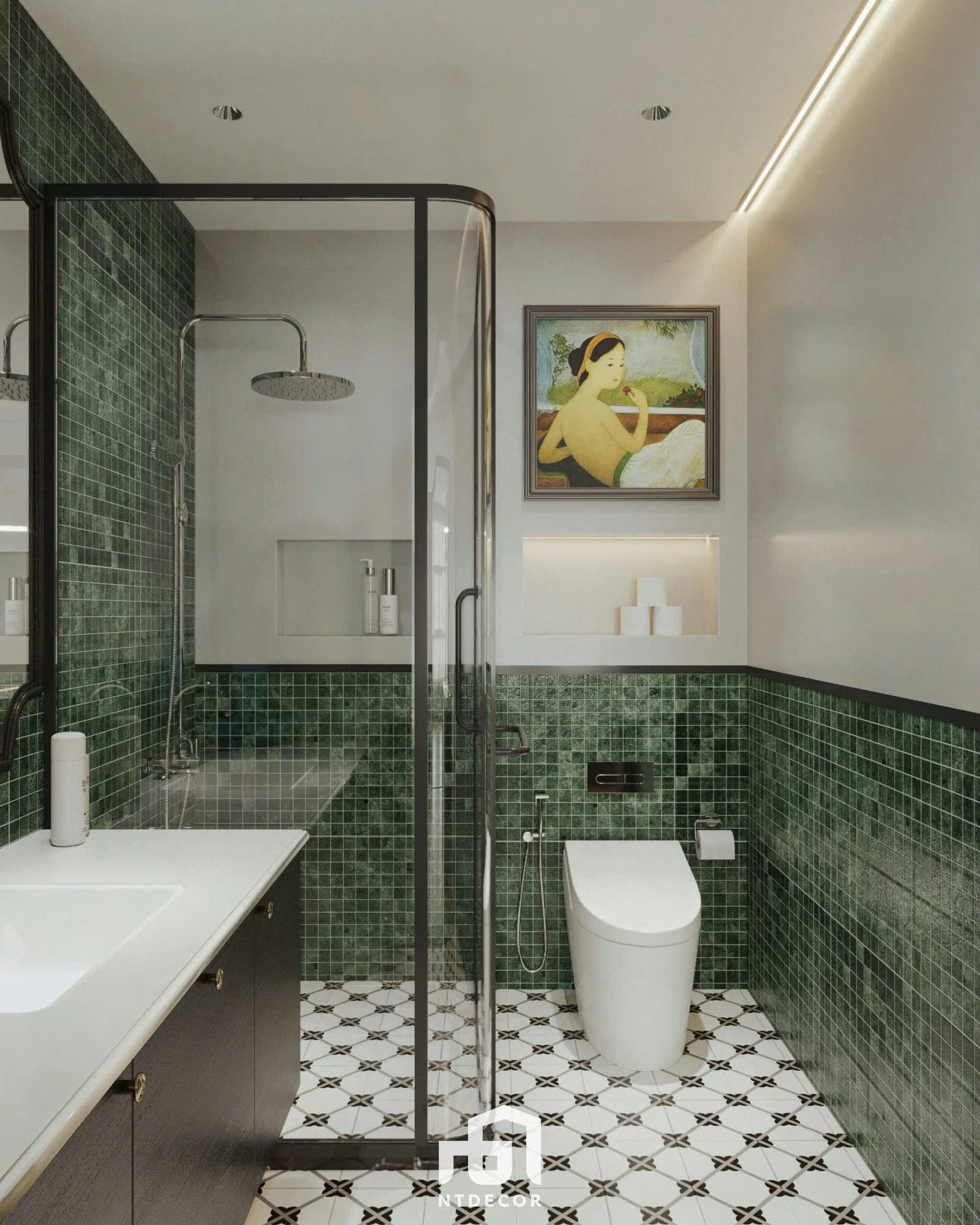 WC 3D Design Of Ms. Vân House Interior Design Indochine Style