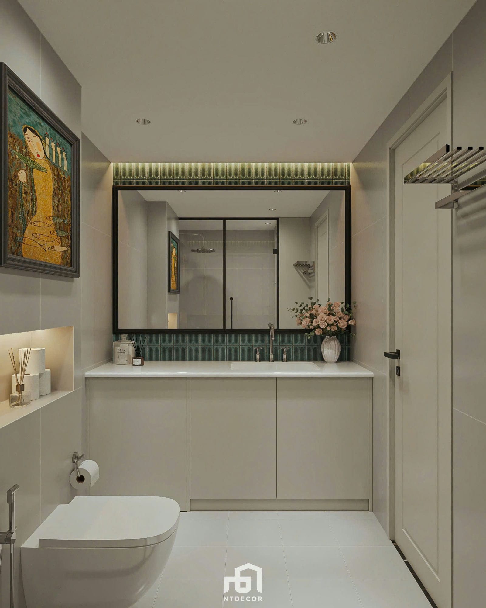 WC 3D Design Of Ms. Vân House Interior Design Indochine Style
