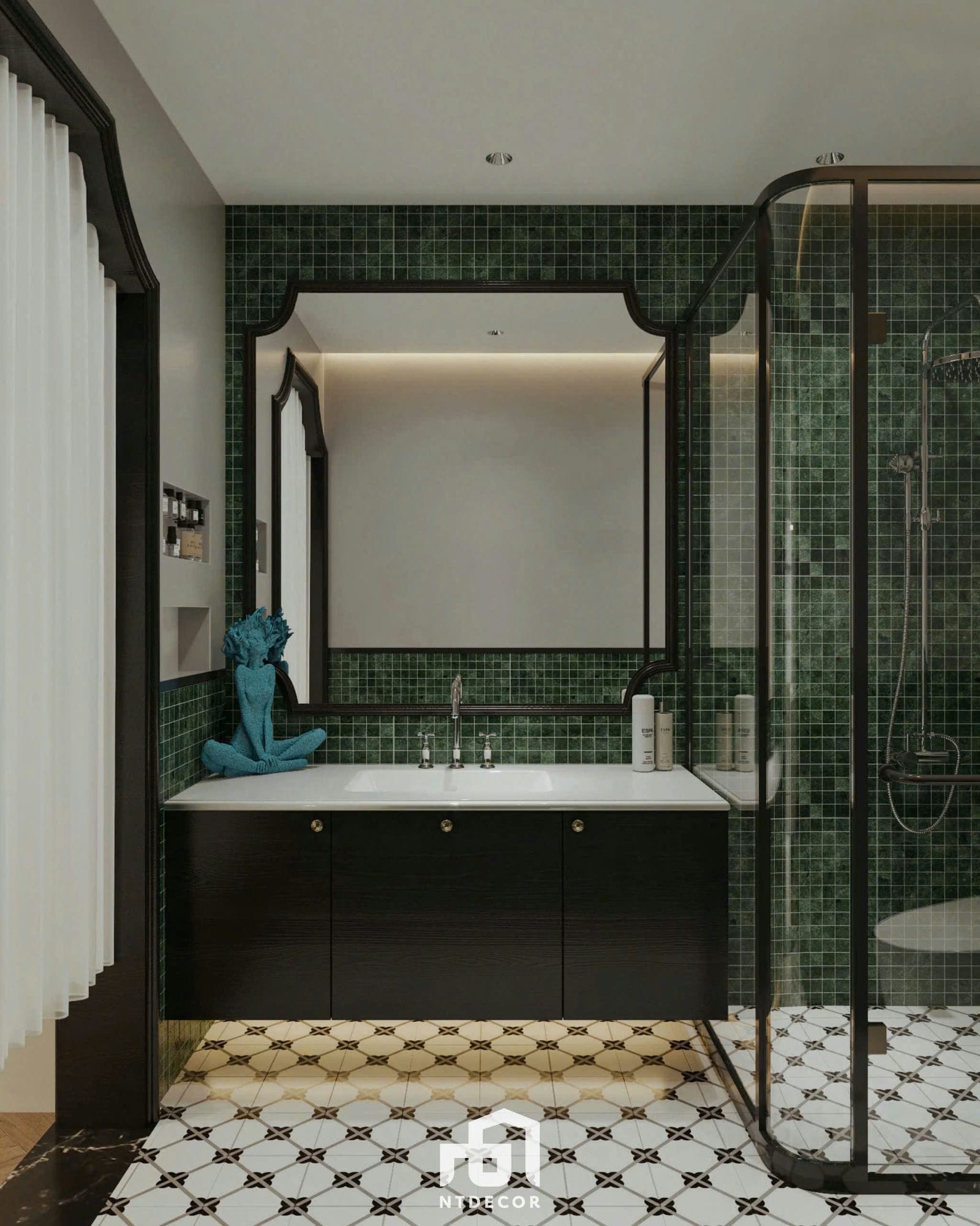 WC 3D Design Of Ms. Vân House Interior Design Indochine Style