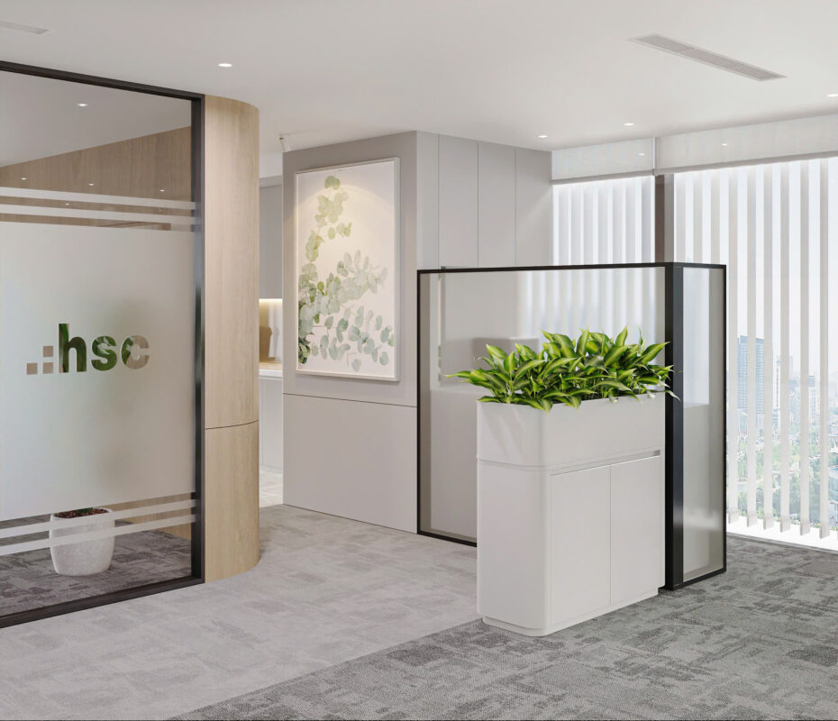 Working Area 3D interior design of HSC Office modern style | NTDecor