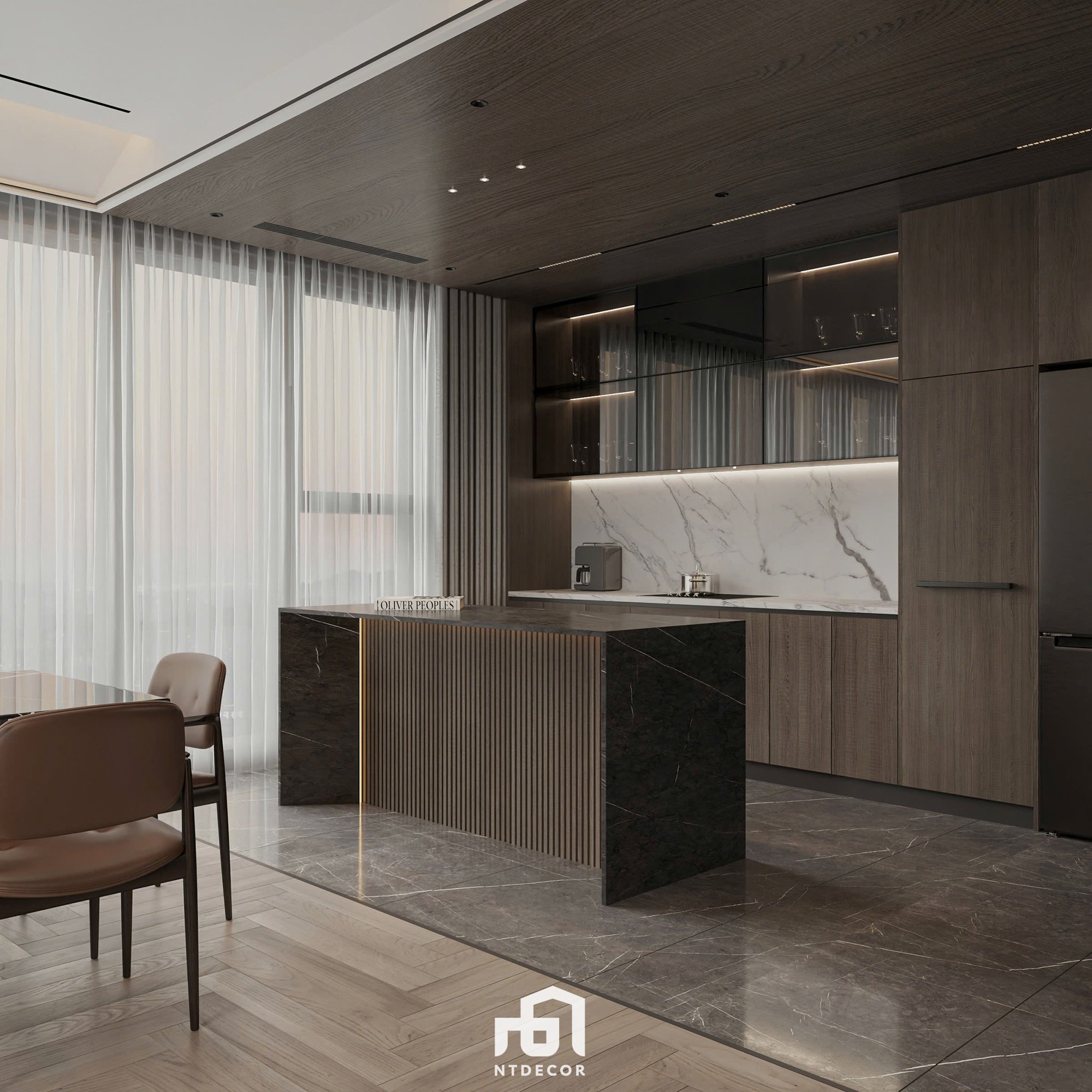 Kitchen 3D interior design of Mr. Trung's Penthouse modern style | NTDecor