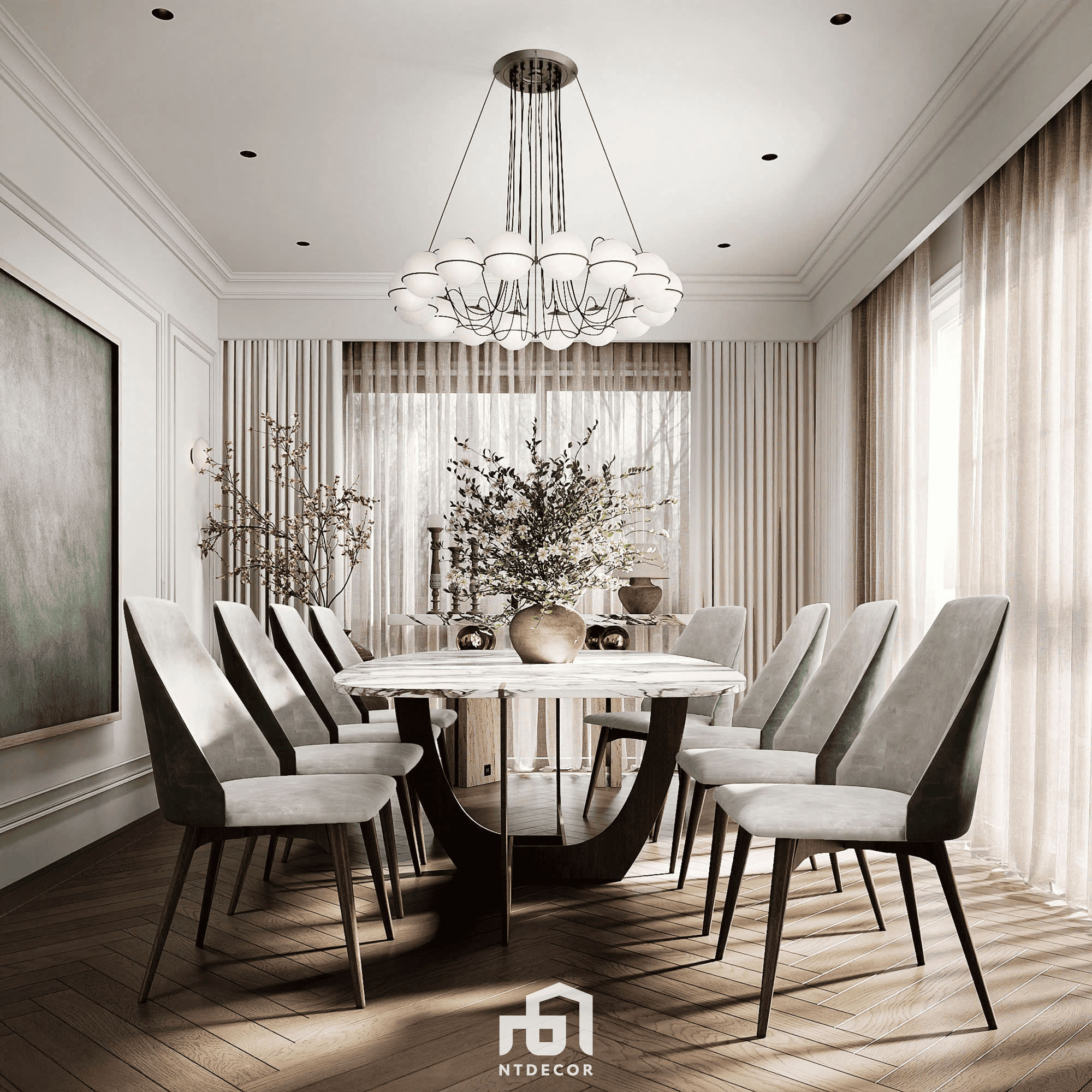 Dining Room 3D Design of Ms Thao Villa Interior Design Modern Style | NTDecor