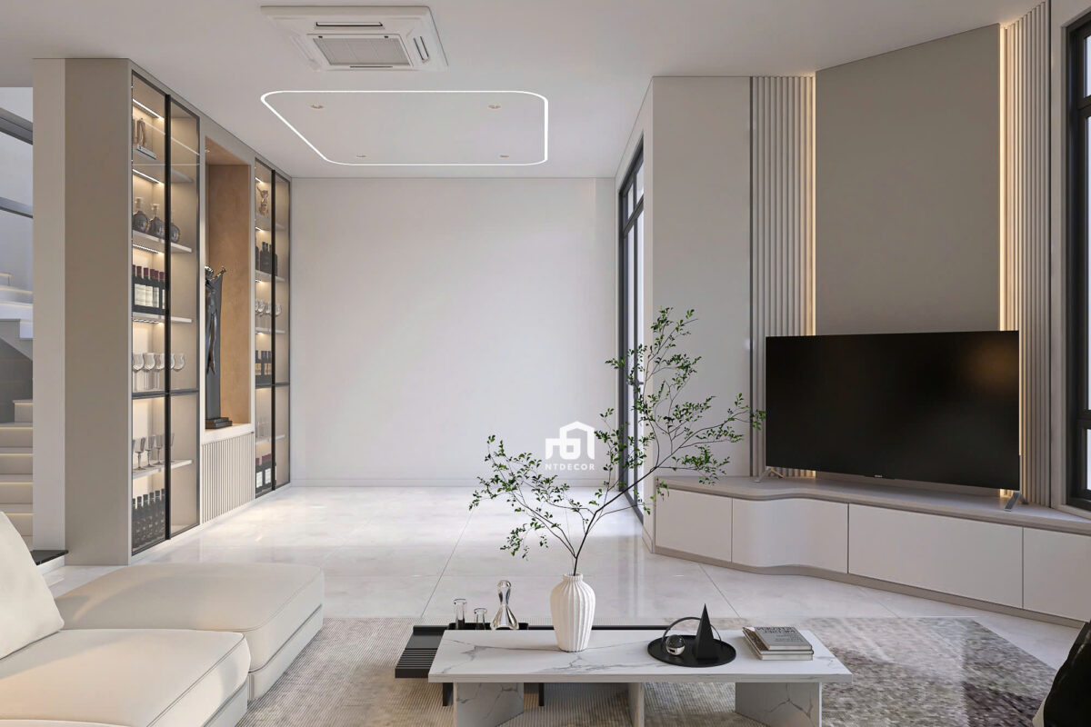 Living Room 3D Design of Bien Hoa House Interior Design Modern Style | NTDecor