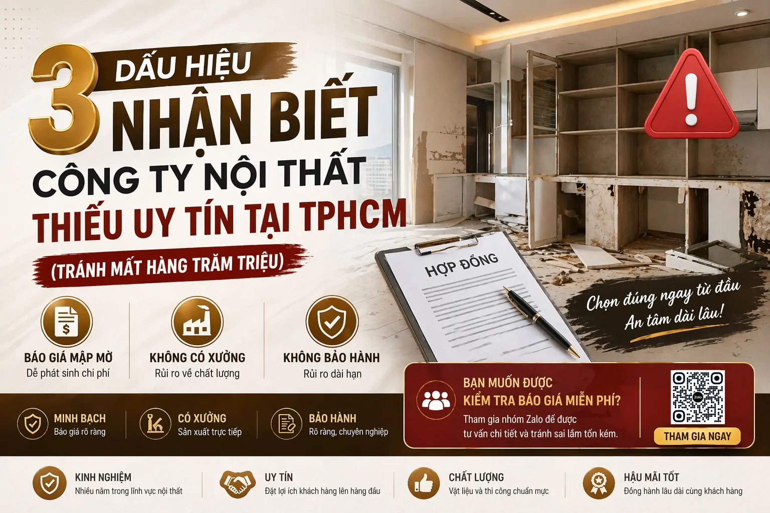 3 Dấu hiệu nhận biết công ty nội thất thiếu uy tín tại TPHCM
