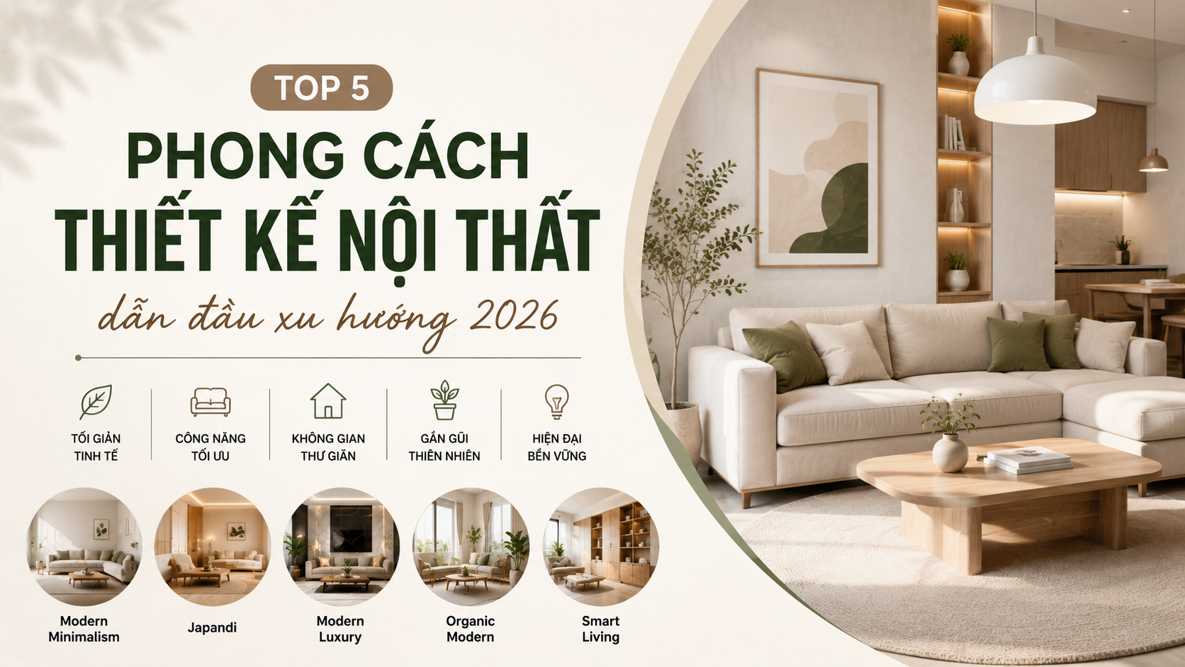Top 5 phong cách thiết kế nội thất dẫn đầu xu hướng 2026 | NTDecor