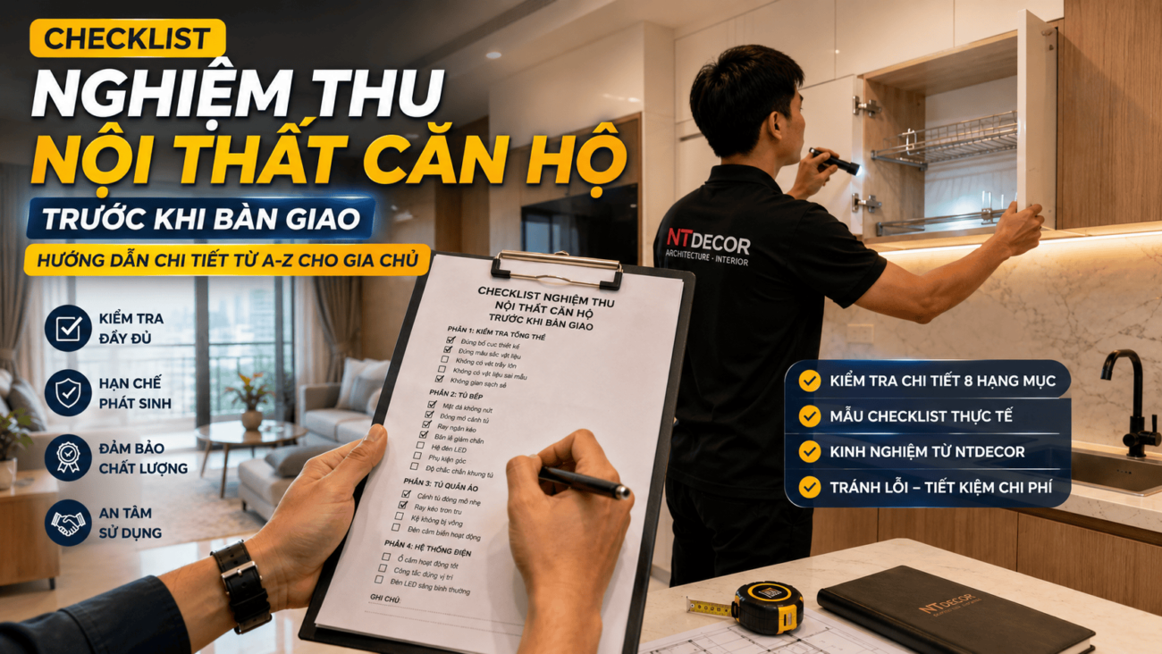 Checklist Nghiệm Thu Nội Thất Căn Hộ: 50+ Hạng Mục Cần Kiểm Tra Trước Khi Bàn Giao