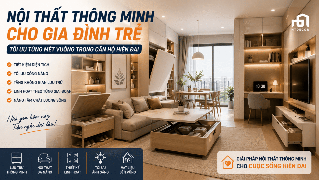 Nội Thất Thông Minh Cho Gia Đình Trẻ: Tối Ưu Từng Mét Vuông Trong Căn Hộ Hiện Đại