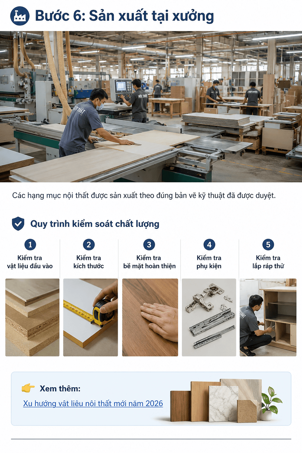 Sản xuất nội thất tại xưởng