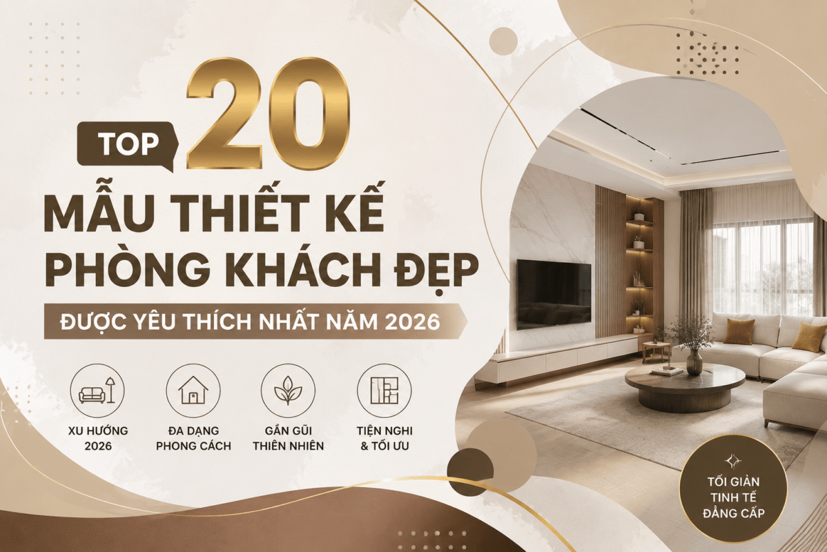 Top 20 mẫu thiết kế phòng khách đẹp được yêu thích nhất năm 2026
