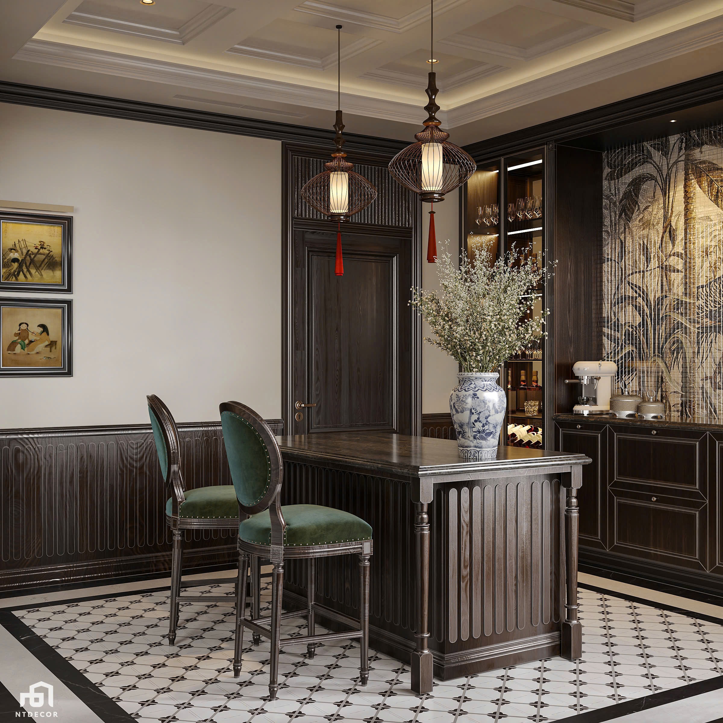 3D Design of Interior Design Indochine Style | NTDecor
