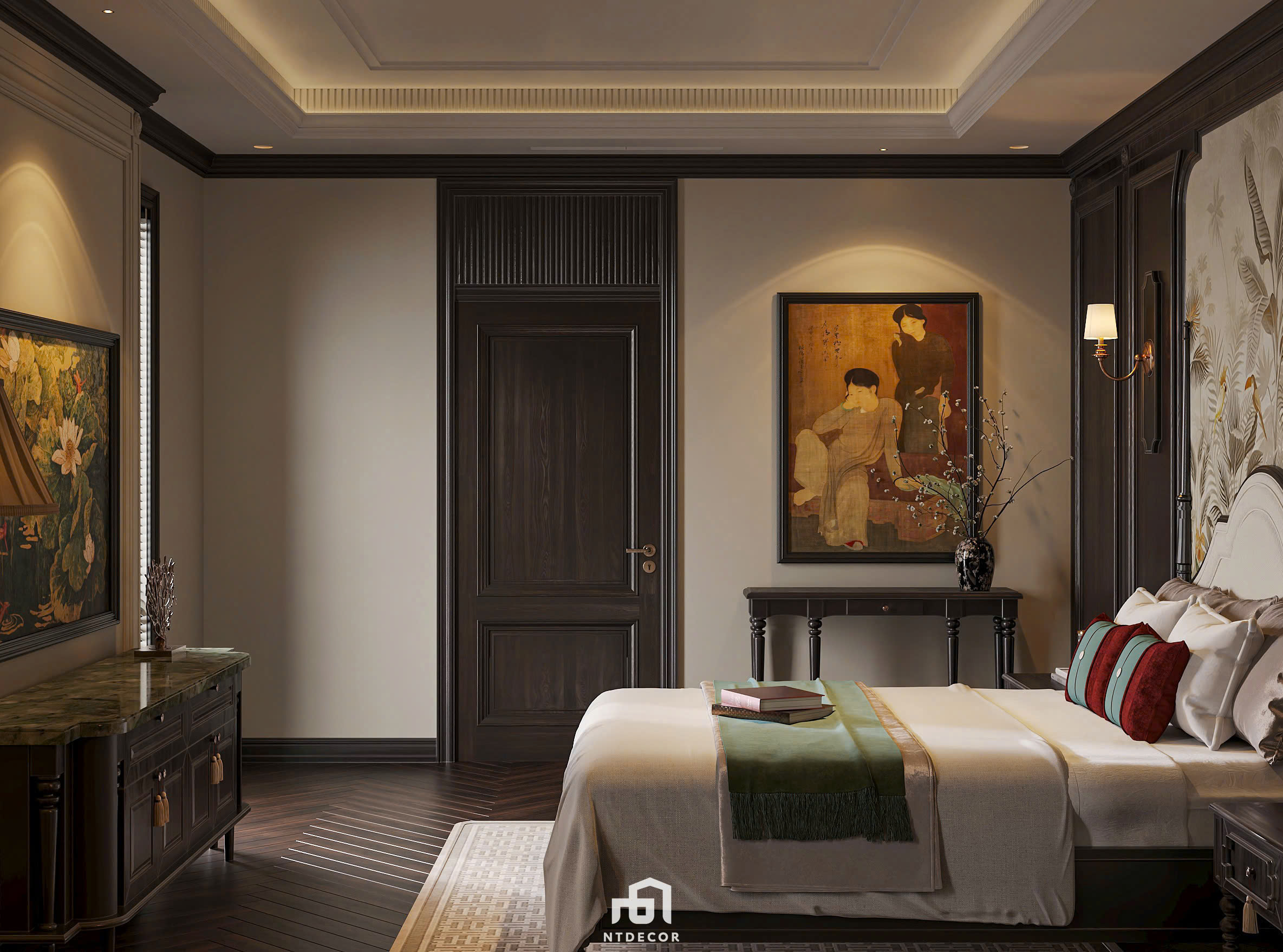 Bed Room 3D Design of Interior Design Indochine Style | NTDecor