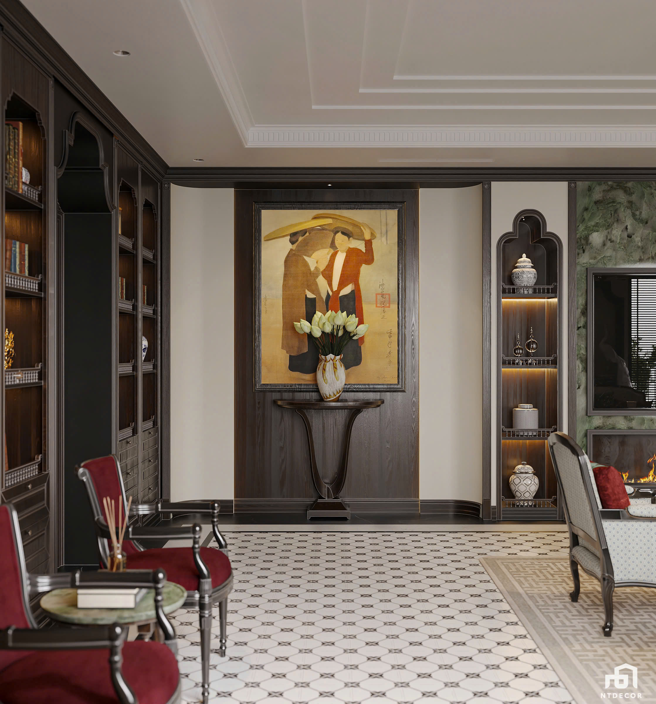Living Room 3D Design of Interior Design Indochine Style | NTDecor