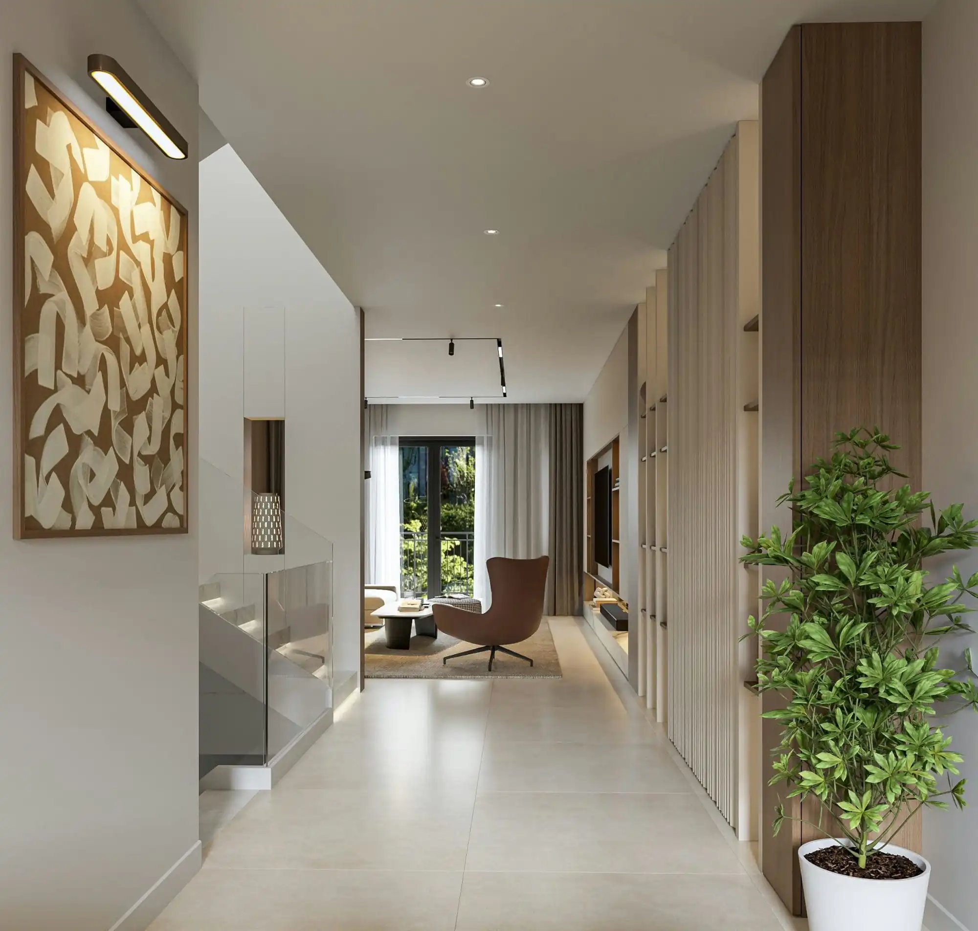 Stair 3D Design of Thanh Phuong's House Interior Design Modern Style | NTDecor
