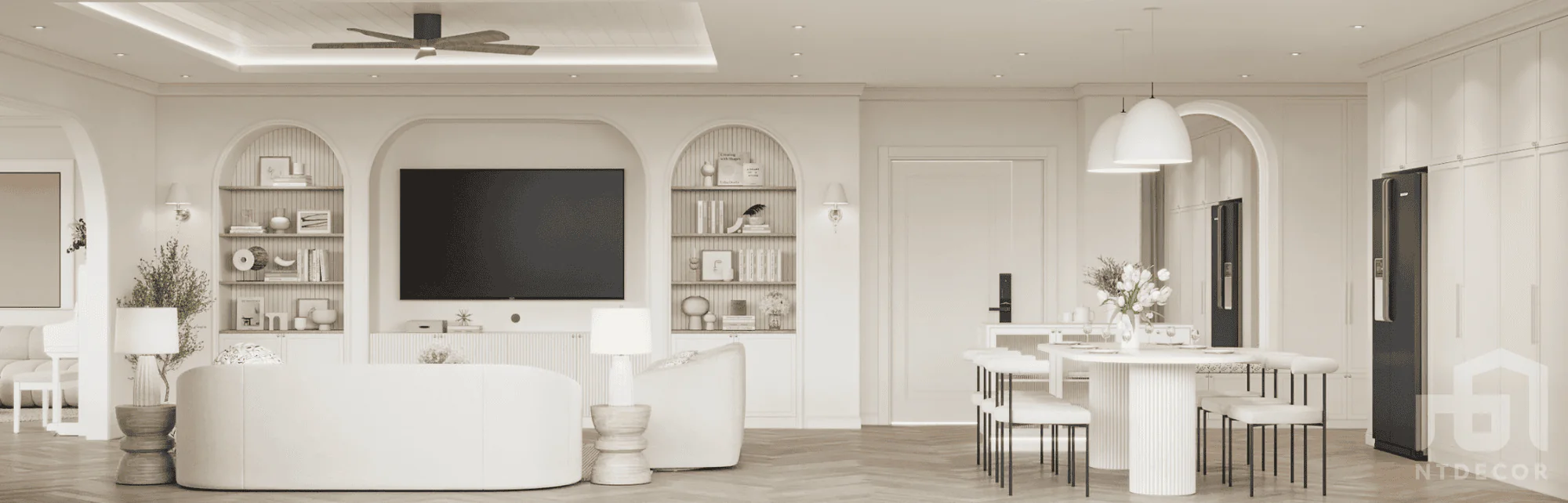 Living Room 3D Design of The Lancaster Penthouse Interior Design Modern Style | NTDecor