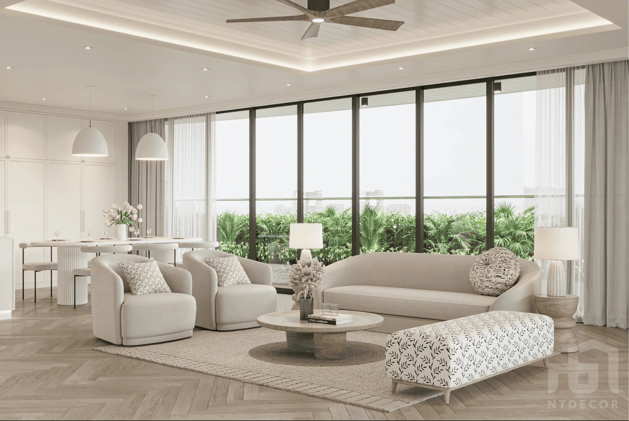 Living Room 3D Design of The Lancaster Penthouse Interior Design Modern Style | NTDecor