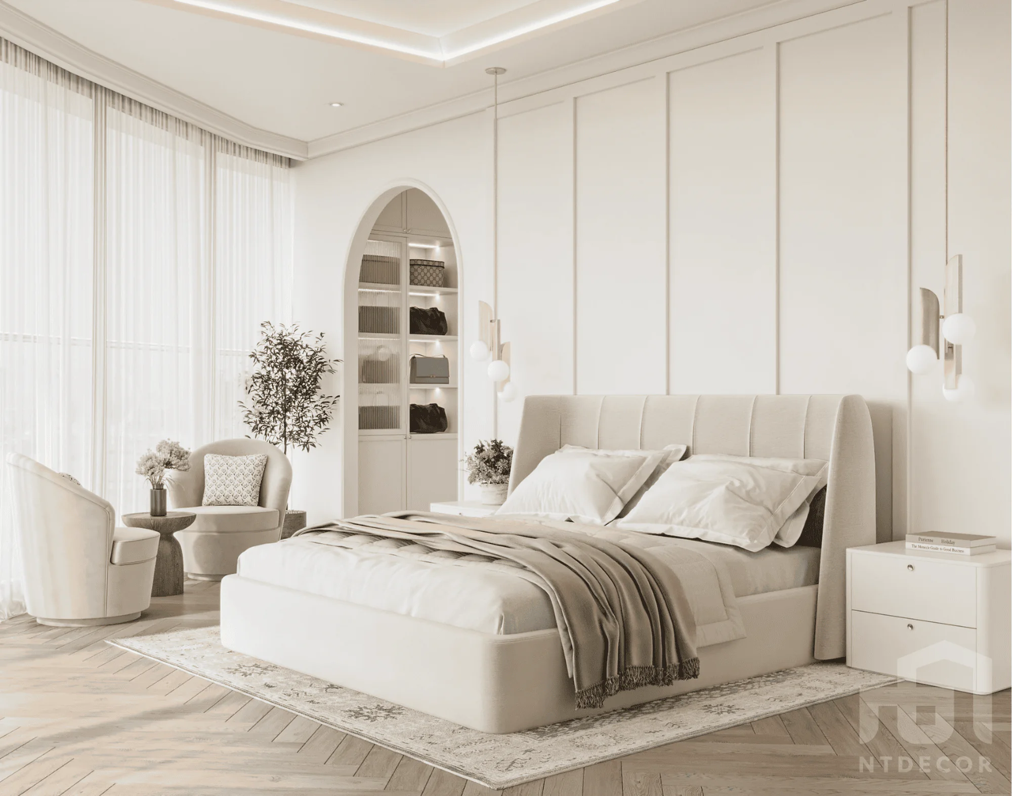Master Bedroom 3D Design of The Lancaster Penthouse Interior Design Modern Style | NTDecor