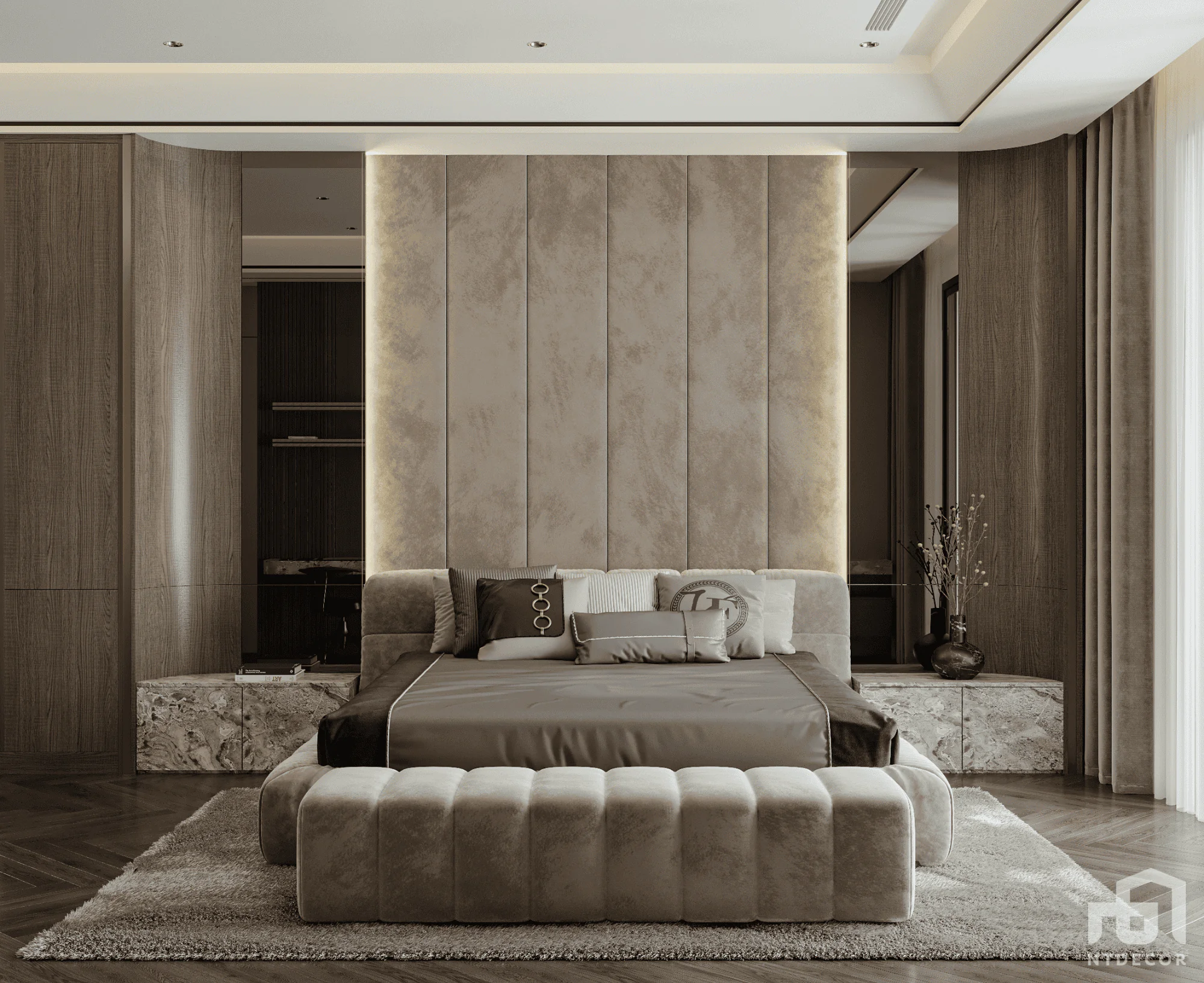 Bedroom 3D Design Of Mr. Quang's Villa Interior Design Modern Style | NTDecor