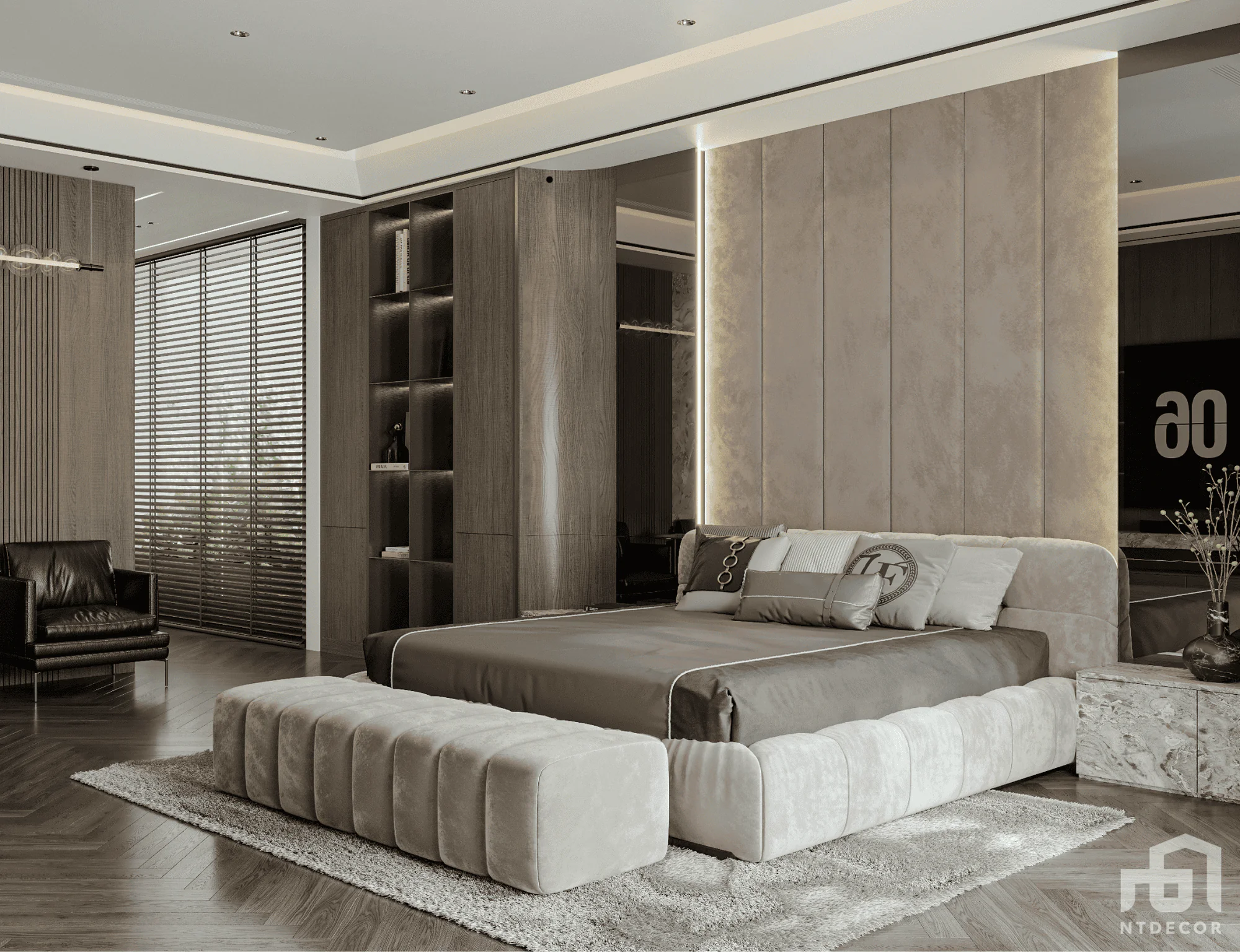 Bedroom 3D Design Of Mr. Quang's Villa Interior Design Modern Style | NTDecor