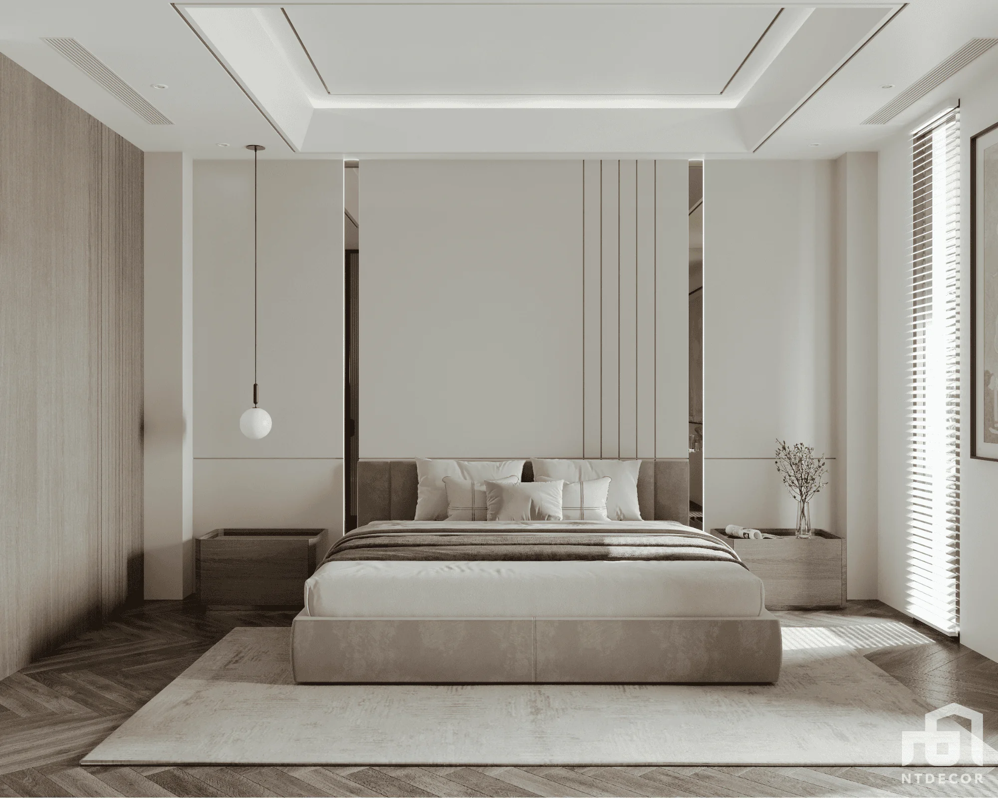 Bedroom 3D Design Of Mr. Quang's Villa Interior Design Modern Style | NTDecor