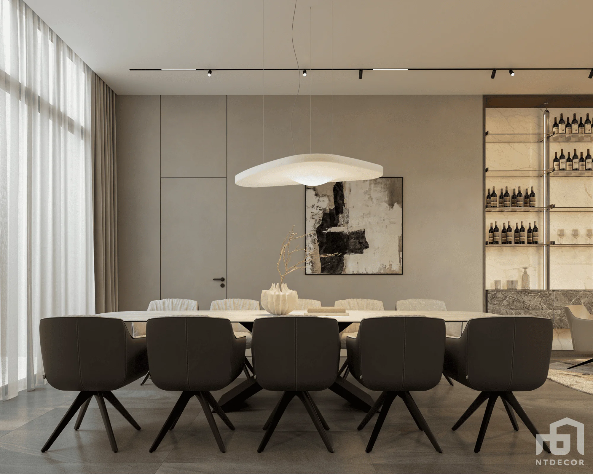 Dining Table 3D Design Of Mr. Quang's Villa Interior Design Modern Style | NTDecor