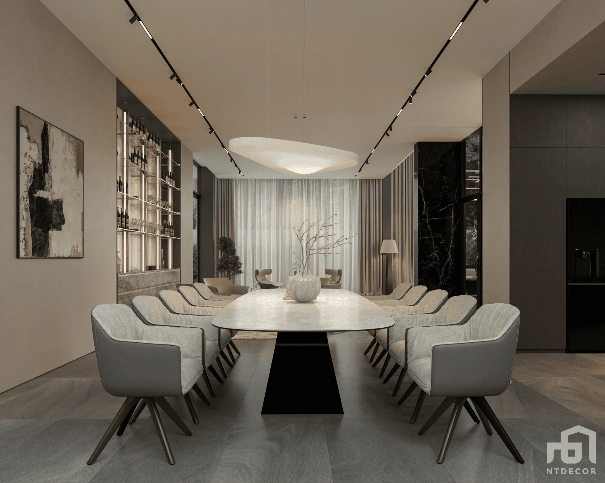 Dining Table 3D Design Of Mr. Quang's Villa Interior Design Modern Style | NTDecor